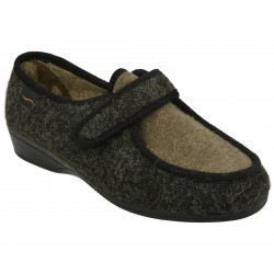 Velcro del Doctor Cutillas combinado en paño negro gris con piso de caucho y horma de ancho especial para pies sensibles