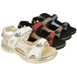 Sandalia de G Comfort deportiva con triple ajuste de velcro y planta de descanso extraible en piel nobuck