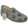 Zapatilla mocasín de Doctor Cutillas de paño estampado corazones con piso de goma esponja confortable
